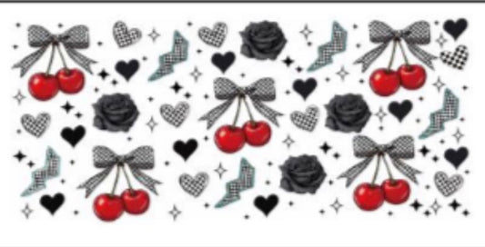 Cherries - bows - checkered